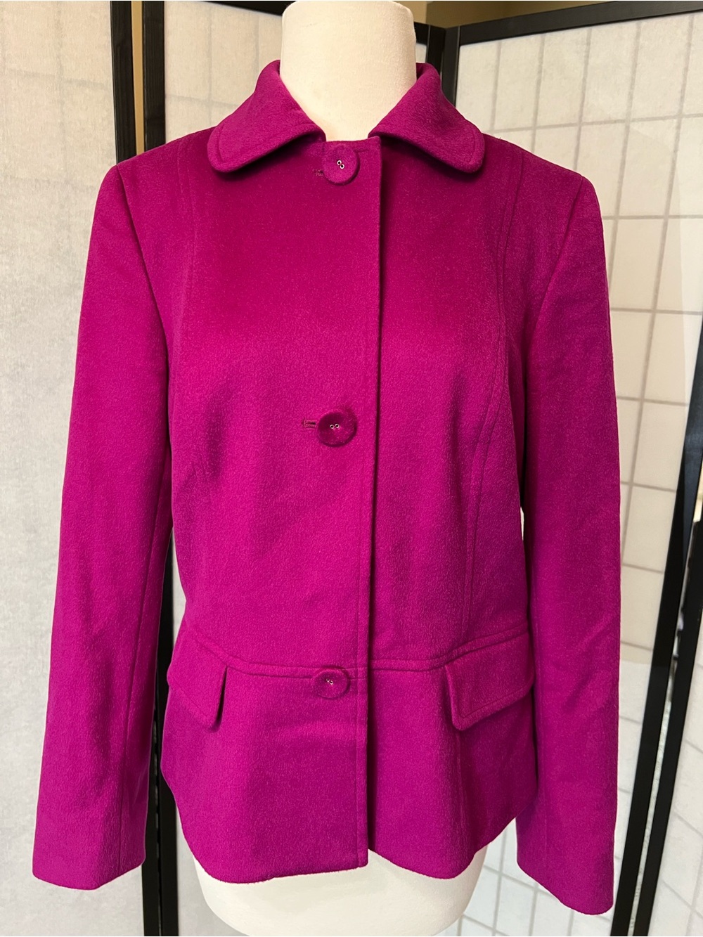 Dana Buchman Magenta Pea Coat